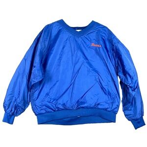 Sport Tek Baseball Jacket‎ Men's XL Blue V-Neck WindBreaker Atlanta Braves Logo